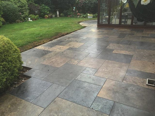 Ethan Mason Sagar Cloudy Smooth Indian Sandstone Paving Patio Kit - Paving Shopper