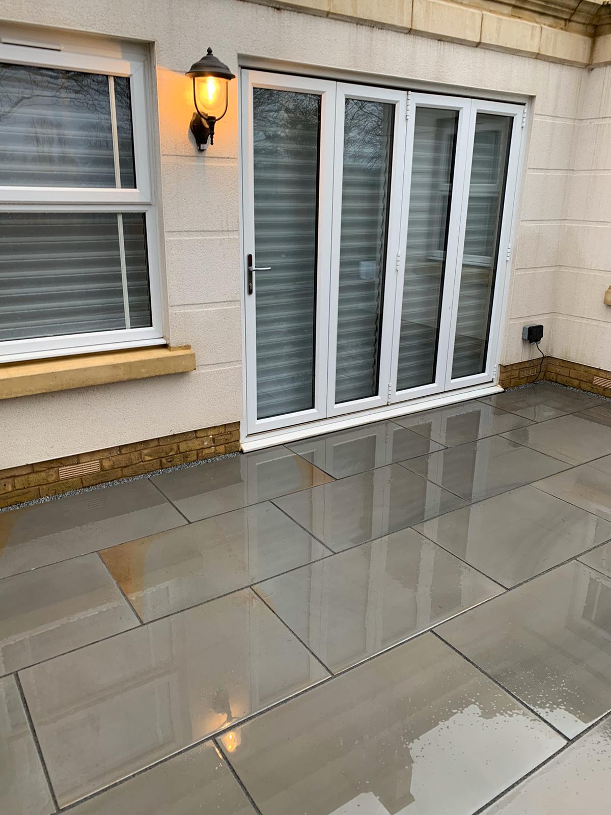 Kandla Grey Smooth Indian Sandstone 900 x 600 Paving Slabs - Paving Shopper