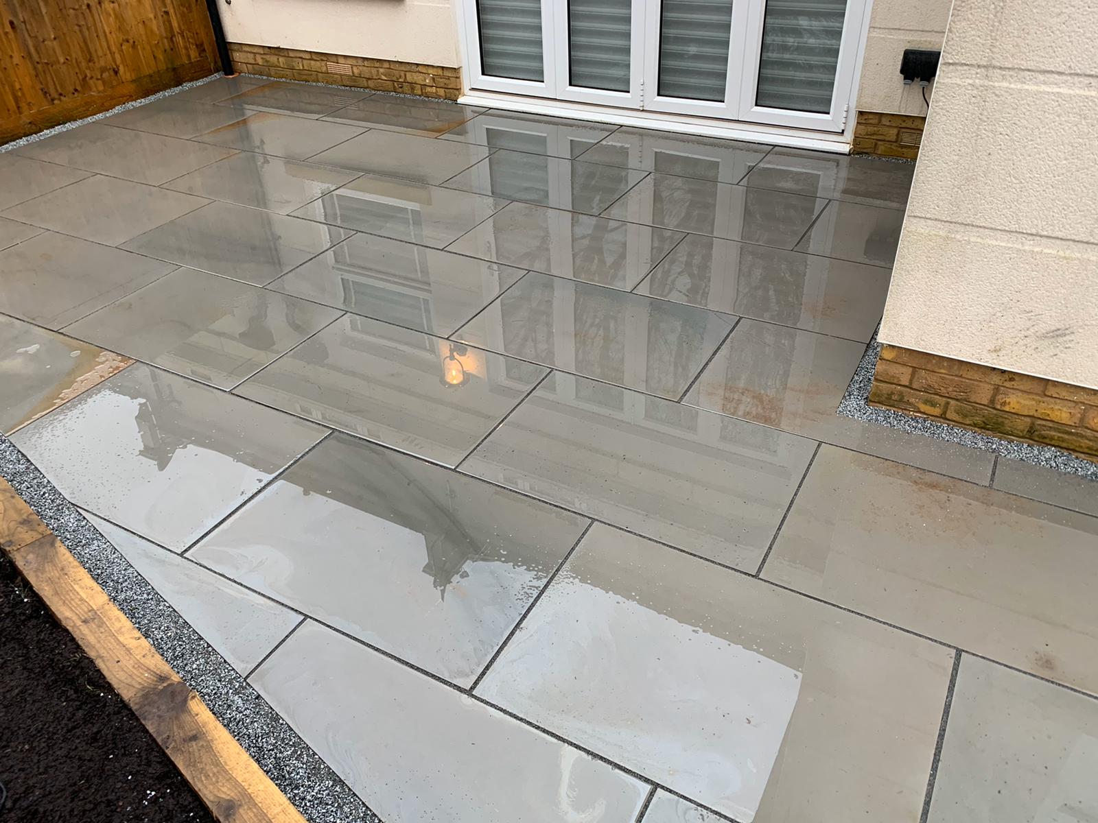 Kandla Grey Smooth Indian Sandstone 900 x 600 Paving Slabs - Paving Shopper