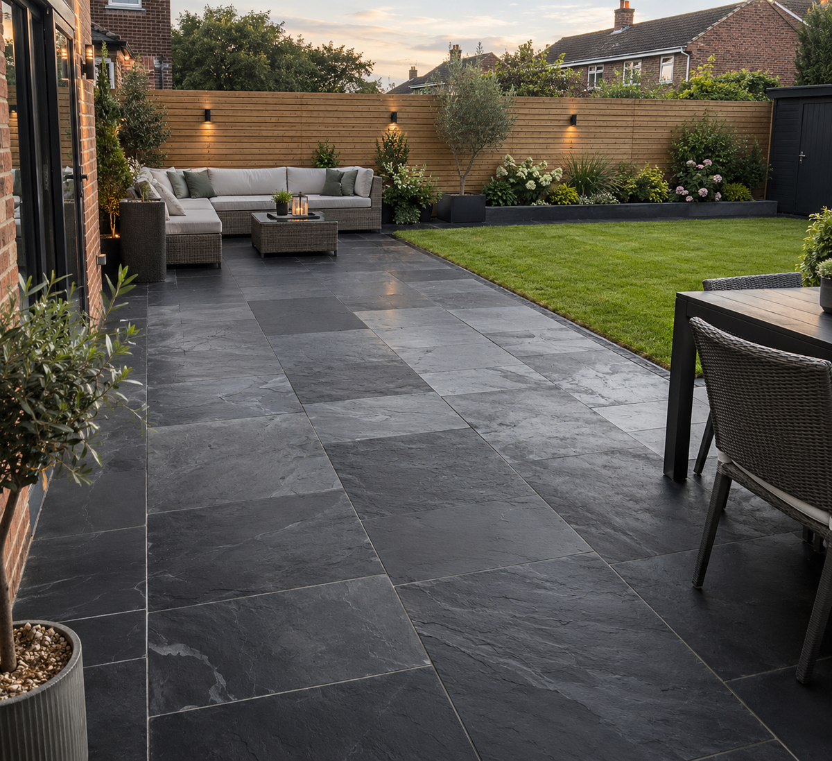 Black Slate Natural Stone Sawn Edge 15.3m2 Patio Kit