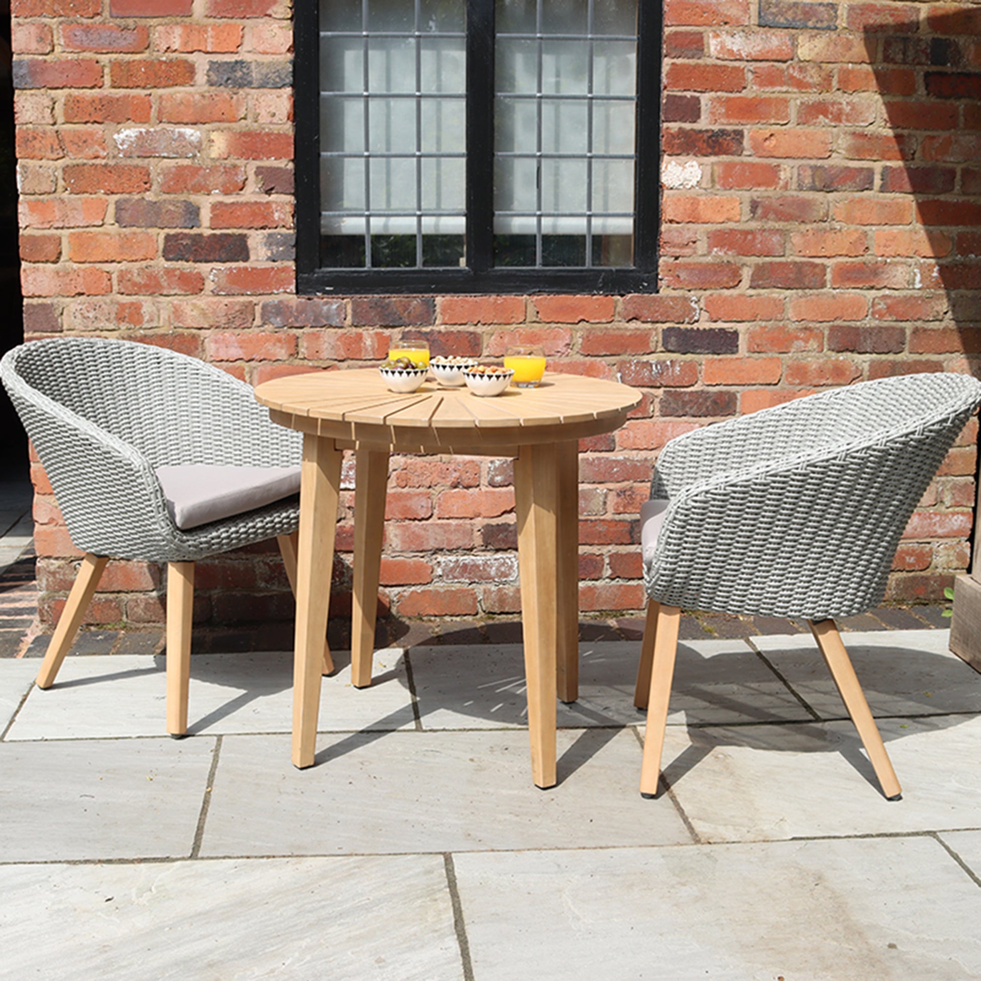 Roma 2 Seater Round Sunray Bistro Set with Sol Dining Chairs - Paving Shopper