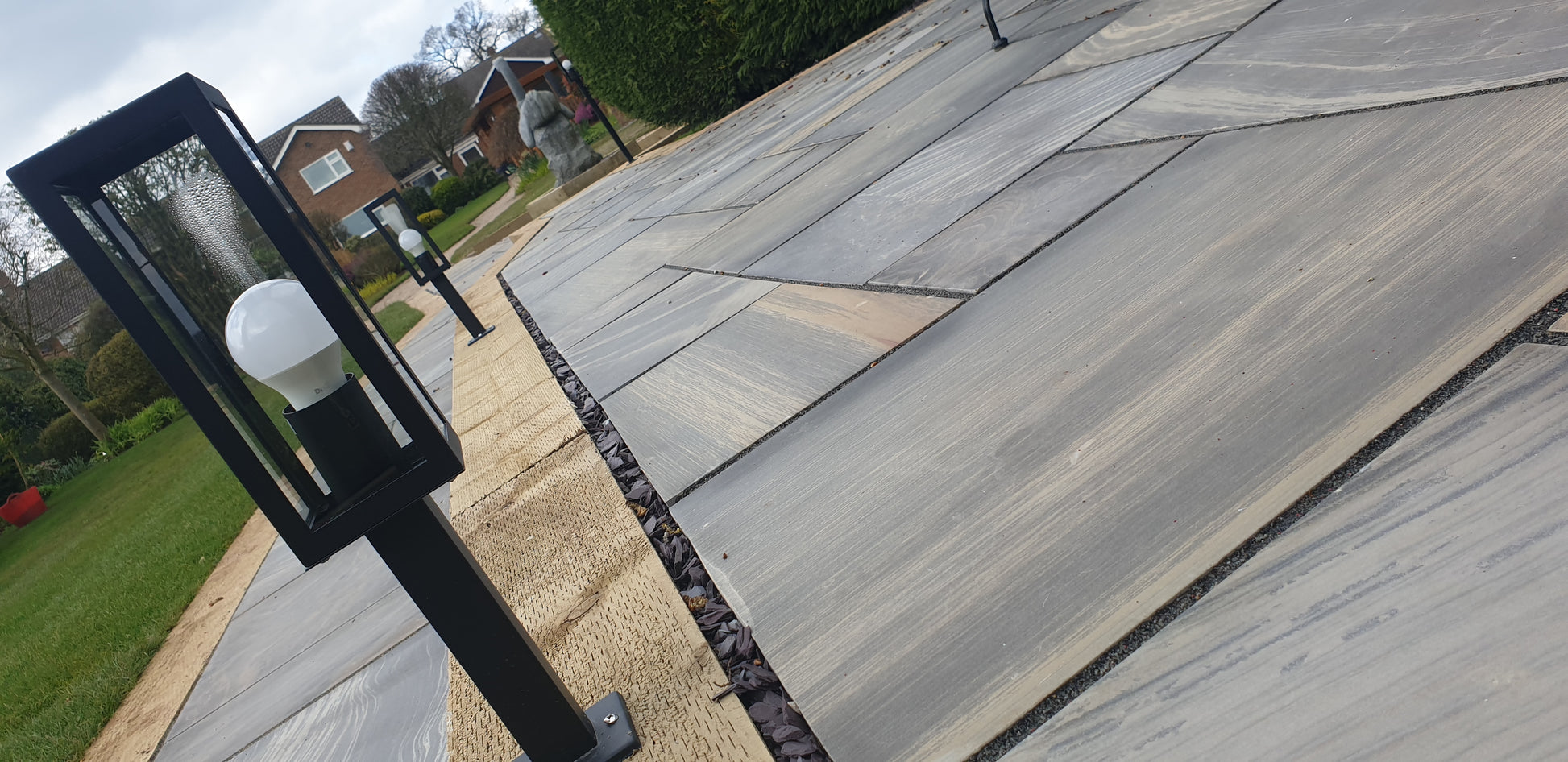 Sagar Black Smooth Indian Sandstone Patio Kit - Paving Shopper