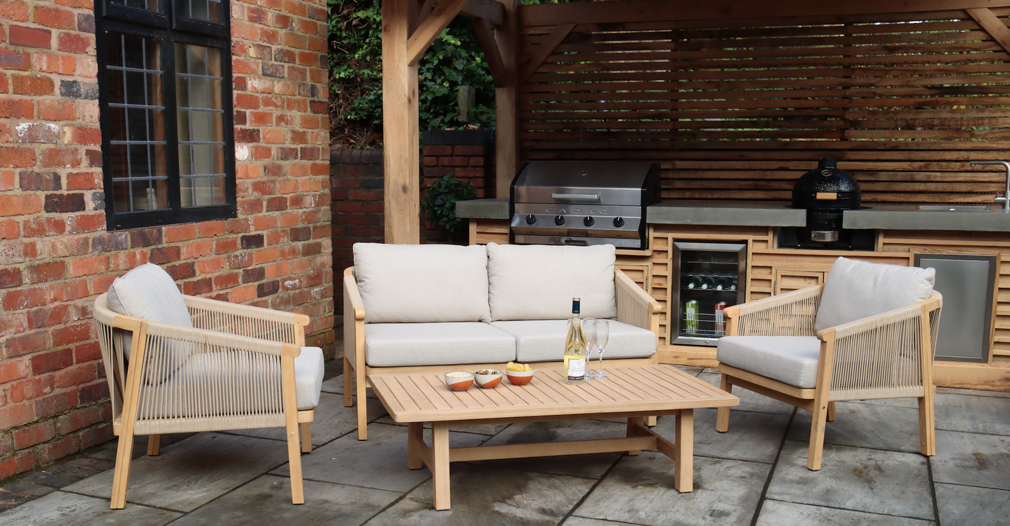 Roma 4 Seater Double Lounge Set with Rectangular Coffee Table