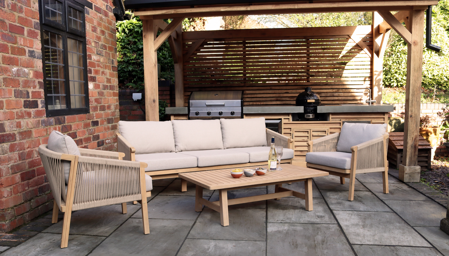 Roma 5 Seater Triple Lounge Set with Rectangular Coffee Table