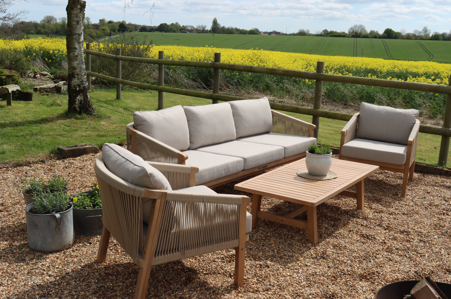 Roma 5 Seater Triple Lounge Set with Rectangular Coffee Table