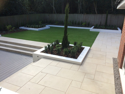 Mint Smooth Indian Sandstone Paving Patio Kit - Paving Shopper