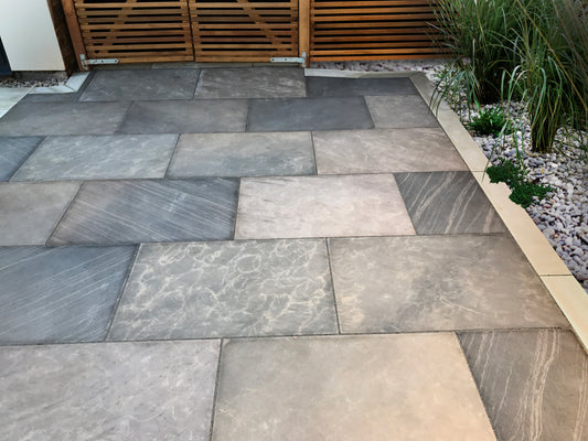 Sagar Black Smooth Indian Sandstone 900 x 600 Paving Slabs