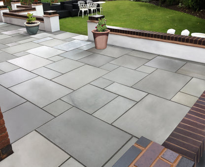 Kandla Grey Smooth Indian Sandstone Paving Patio Kit