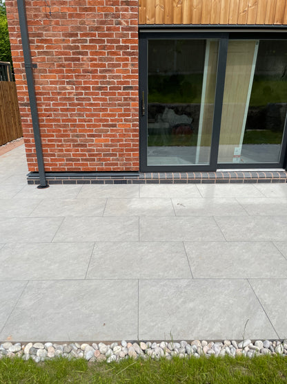 Ethan Mason Flint Grey Porcelain 900 x 600 Paving Slabs - Paving Shopper