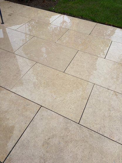 Egyptian Limestone Sinai Pearl Honed & Tumbled 900x600 Paving 16.5m2 - Paving Shopper