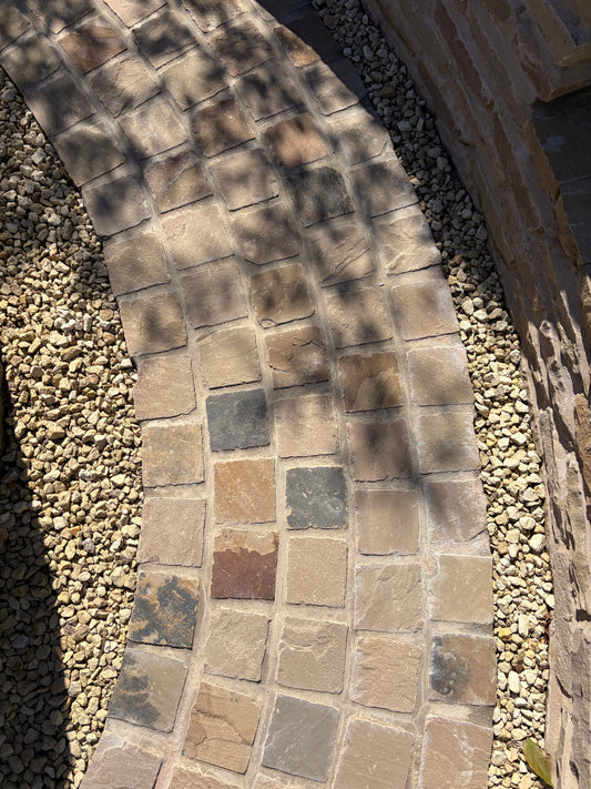 Raj Green Sandstone Setts 10m2 - Paving Shopper