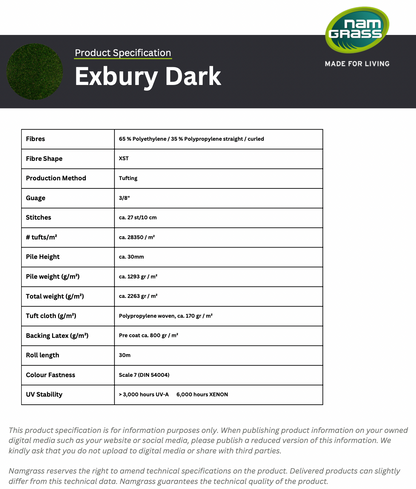 Exbury Dark Artificial Grass 30mm 4m Wide - NAMGRASS
