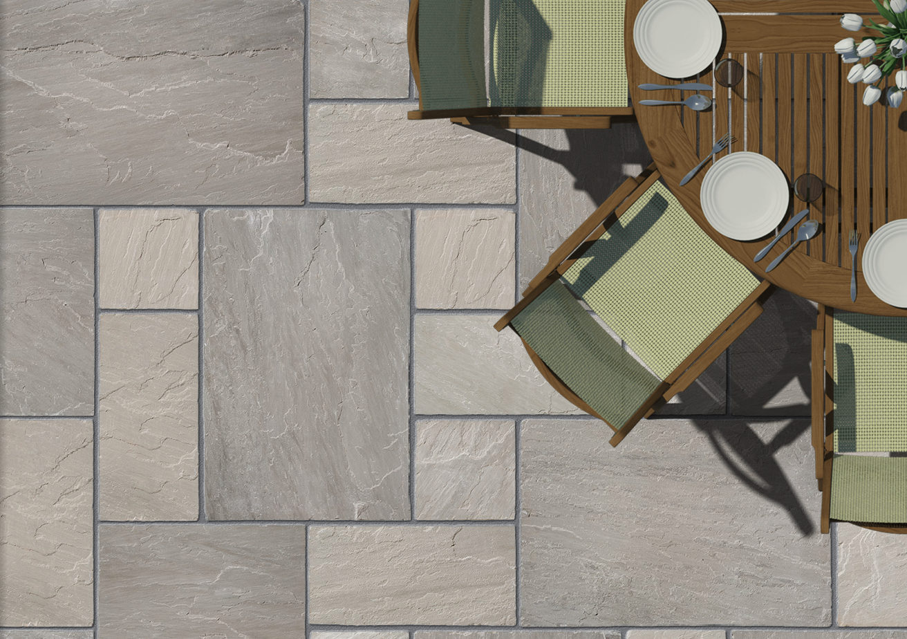 Bradstone Silver Grey Sandstone 15.3m2 Patio Kit 22mm Calibrated - Paving Shopper
