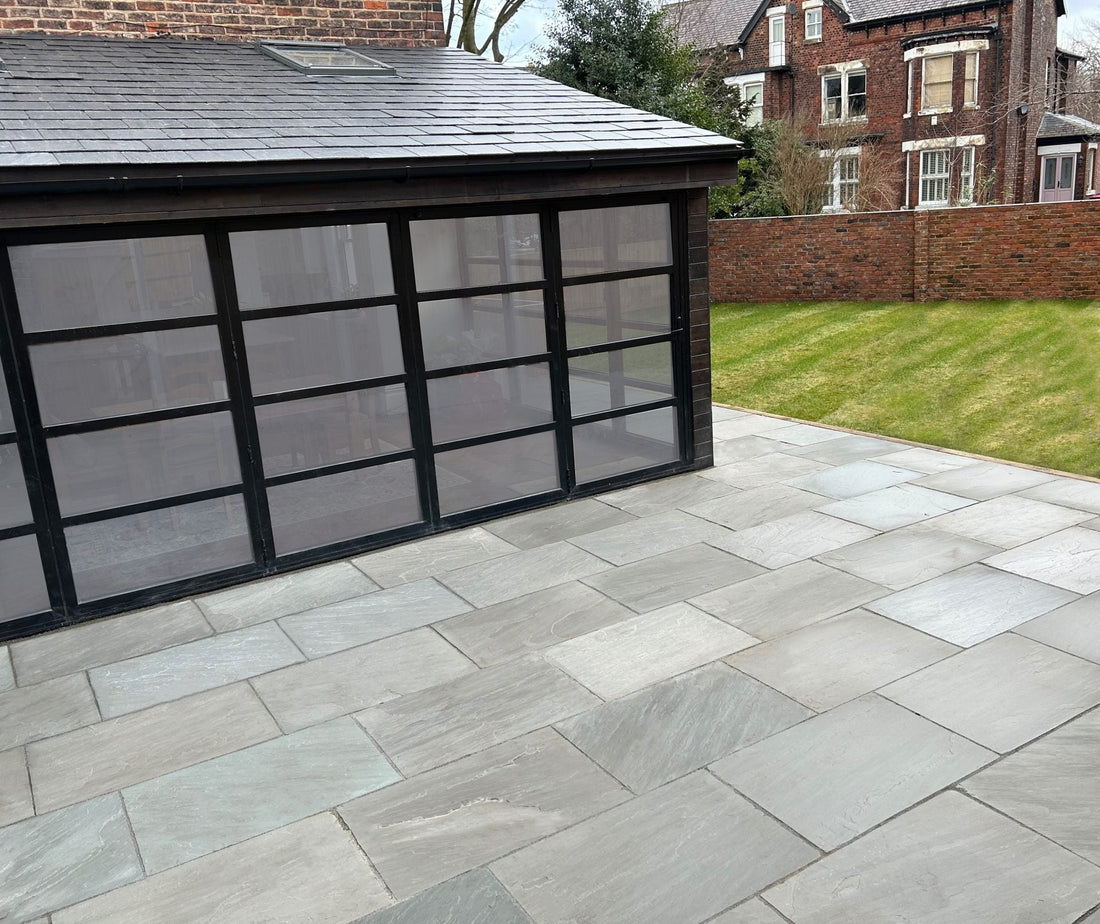 Ethan Mason Silver Grey Riven Sandstone 600 x 600 Paving Slabs – Paving ...