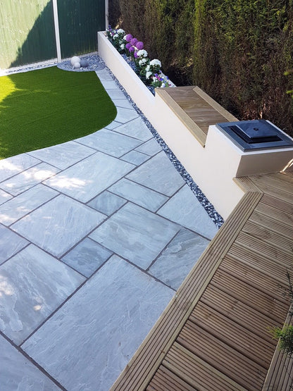 Ethan Mason Silver Grey Riven Sandstone Paving - Paving Shopper