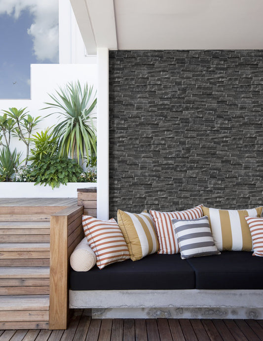 Italian Porcelain Walling / Cladding - Rock Black 385mm x 75mm